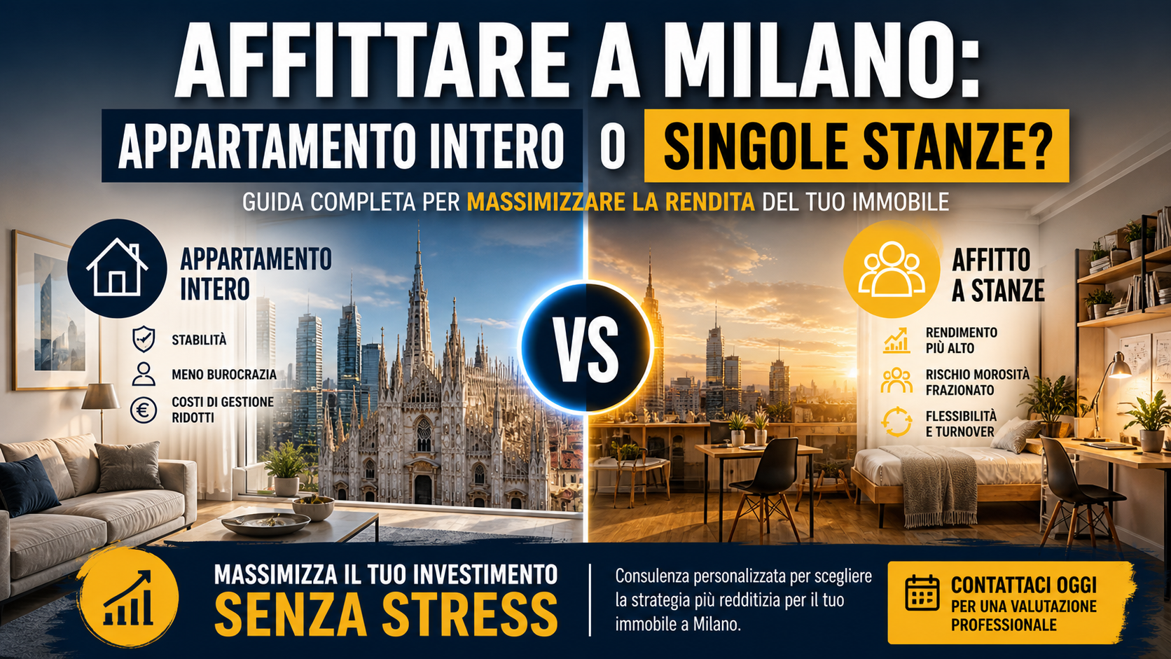 Scopri di più sull'articolo Affittare a Milano: Meglio l’Appartamento Intero o le Singole Stanze?